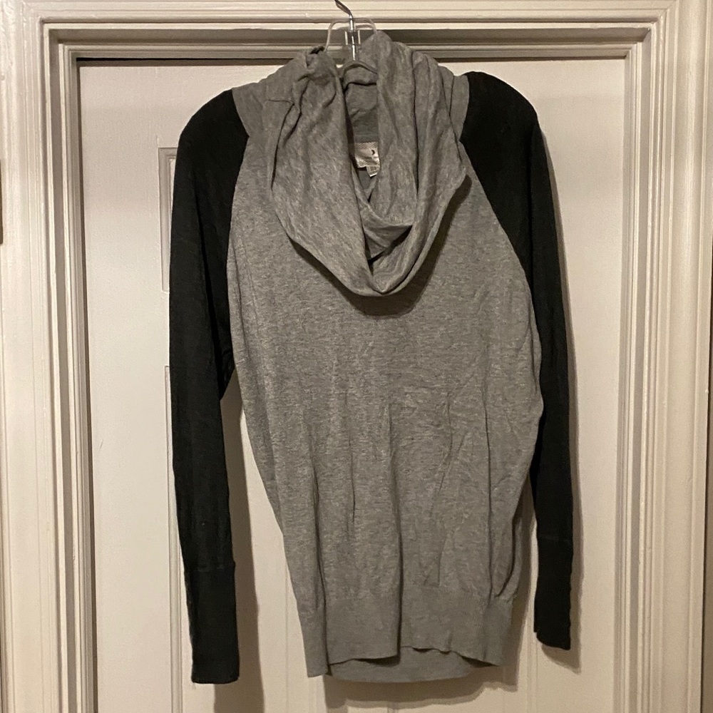 Ruby Moon Gray and Black Cowl Neck Sweater
